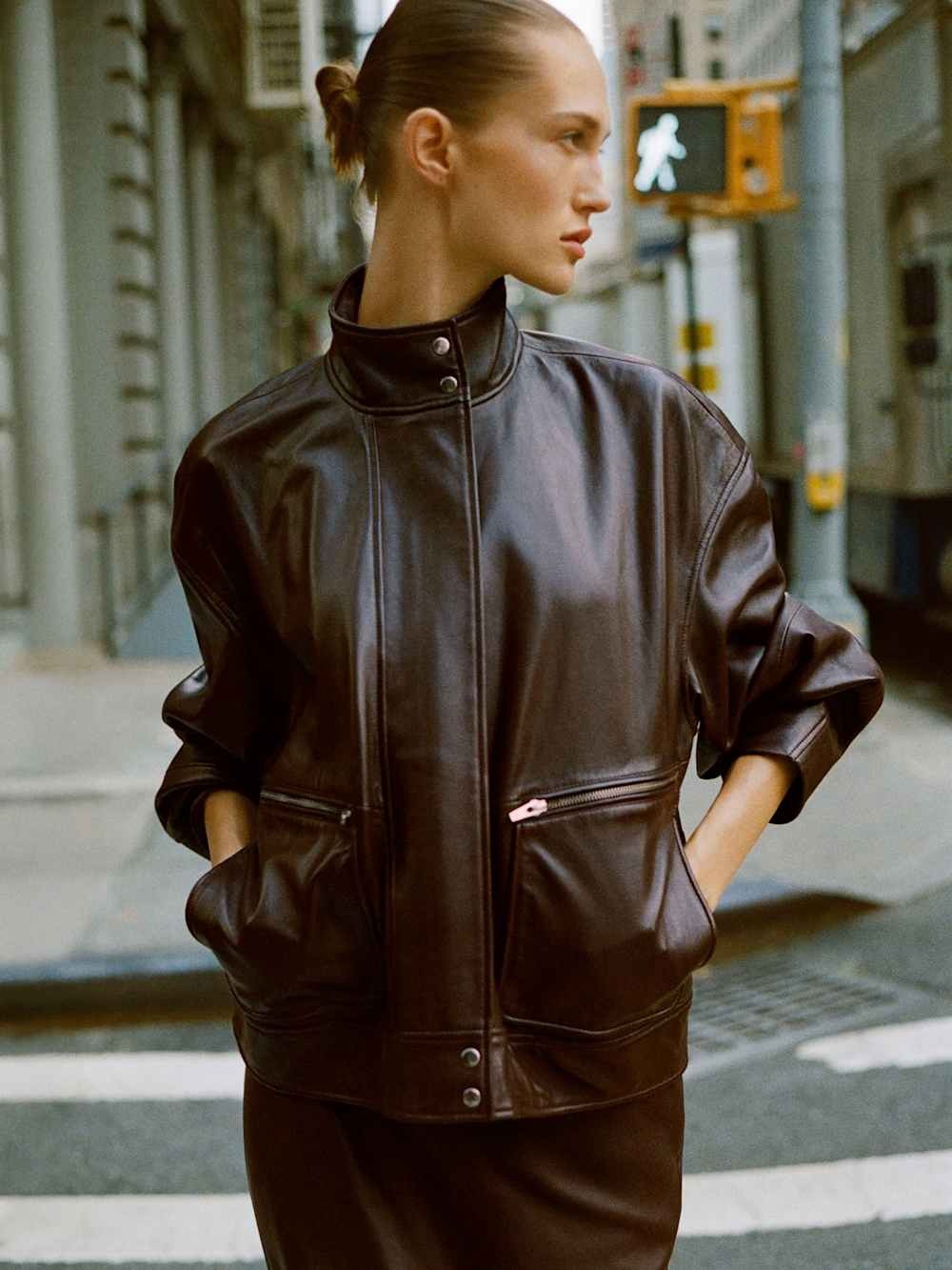 Reformation Harrison Leather Oversized Bomber